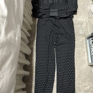 DKNY Black and White Polka Dot Jumpsuit